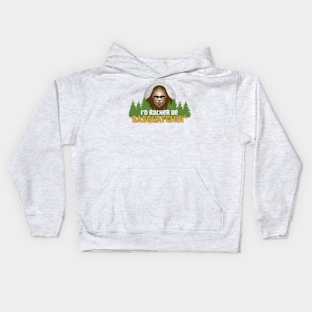 Visit Camp Sasquatch - Camping Moon Bigfoot TDesign SC3 Kids Hoodie by Vector Deluxe